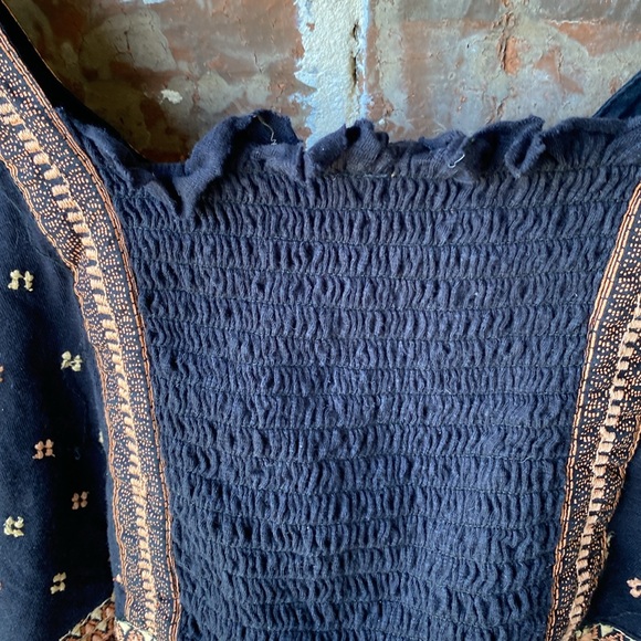 Free People Black Santorini Black and Gold Embroidered Top - Picture 8 of 16